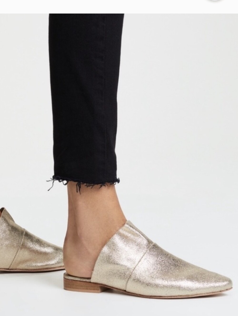 Free People Sienna Metallic Gold Ruffled Mule